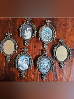 6 Pc Brass Ornate Victorian Style Made In Italy Frames